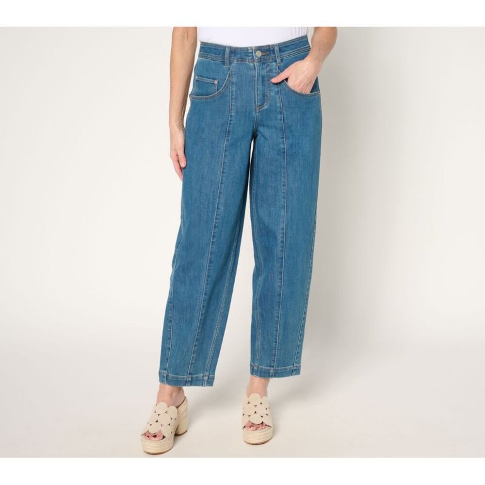 Farmers Defense Women's Pants Sz 6 Indigo Barrel Leg Ankle Jeans Blue A709812